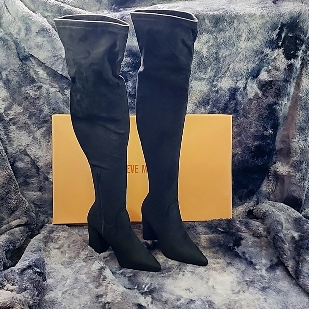 Steve Madden Women's Jacoby Pointed Toe Block Heel Over-The-Knee Boots